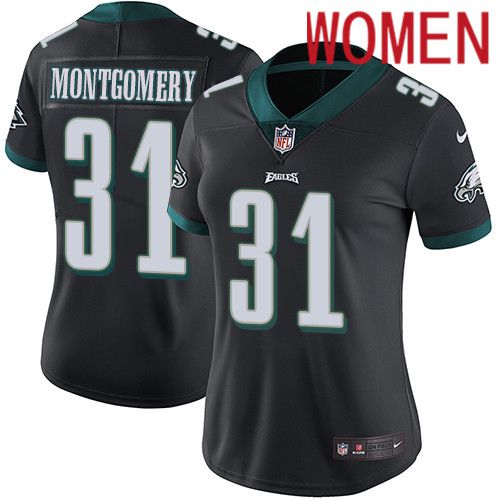 Women Philadelphia Eagles #31 Wilbert Montgomery Nike Black Vapor Limited NFL Jersey